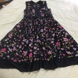 Jessica London Navy & Pink Floral & Quilted Sleeveless Dress w/Pockets, Size 12